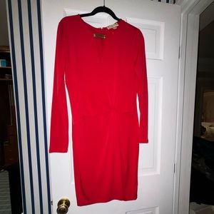 Michael Kors Red Midi Dress with gold platelet